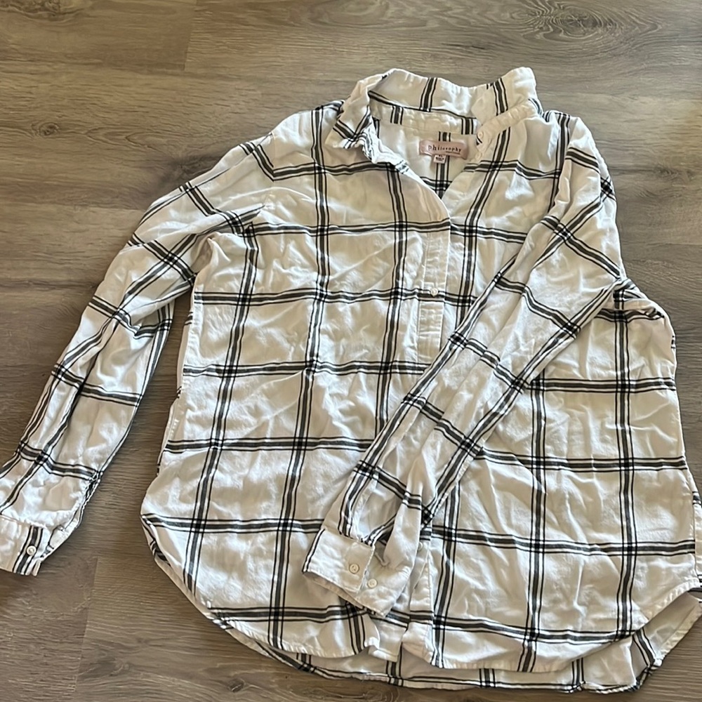 Size XL Philosophy White and Black Flannel Shirt
